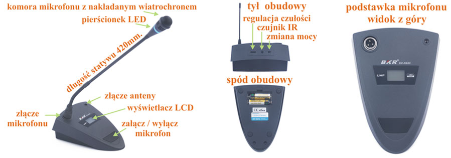 mikrofon bezprzewodowy pulpitowy BKR KX-D680